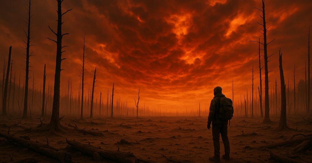 Terres stériles et ciels en feu : le crépuscule des forêts vivantes