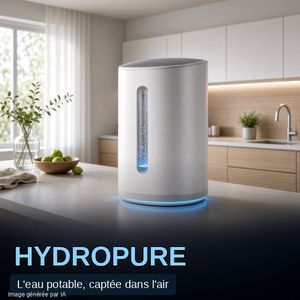 Publicité fictive Hydropure : eau potable captée dans l’air