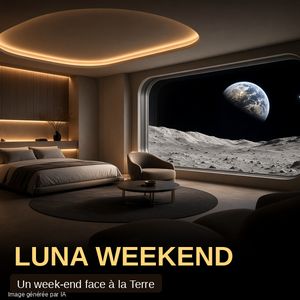 Publicité fictive Luna Weekend : séjour hôtelier lunaire