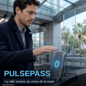 Encart fictif Pulsepass : accès urbain biométrique